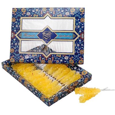 نبات نی دار زعفرانی گز کرمانی جعبه مقوایی 20 عددی کافه ای