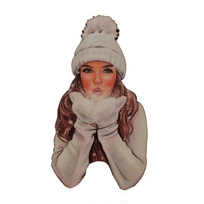 تاپر تزیین کیک به گز مدل دختر زمستانی