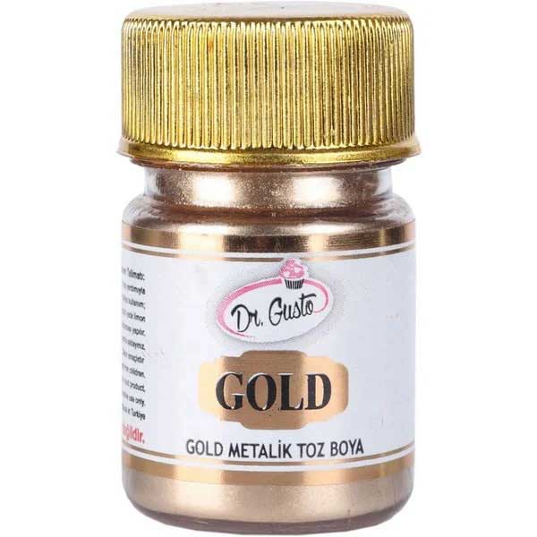 رنگ خوراکی پودری طلایی تزیین کیک دکتر گوستو وزن 10 گرم