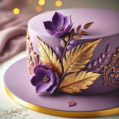 ورق طلا خوراکی بنفش تزیین کیک و شیرینی
