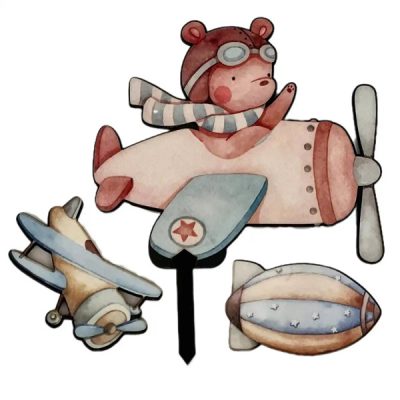 تاپر تزیین کیک مدل خرس خلبان مجموعه 3 عددی