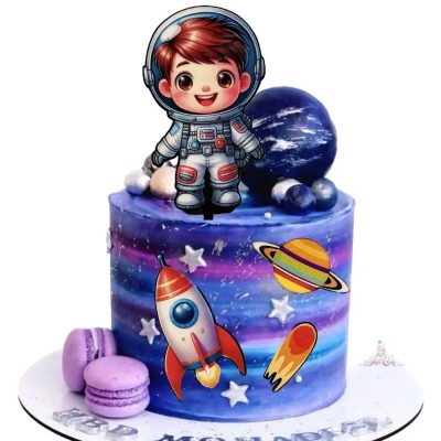 کیک خامه ای پسرانه تاپر تزیین کیک مدل پسر فضانورد مجموعه 3 عددی شیک