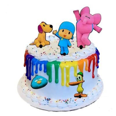 تاپر تزیین کیک مدل پوکویو و دوستان مجموعه 5 عددی خامه ای جدید دخترانه پسرانه