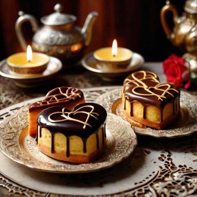 کروسان شکلاتی پخته شده در قالب کروسان تفلون مدل قلب