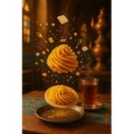 نان بستنی میکادو گرد با حلوا زعفرانی