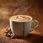 تزیین نوشیدنی کاپوچینو با سس قهوه فرمند
