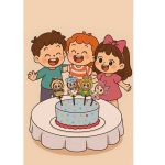 کیک تولد با تزیین تاپر تزیین کیک مدل عروسک لبوبو مجموعه 4 عددی