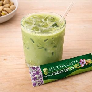 کاربردهای ماچا لته پسته زعفران بدون شکر پپتینا