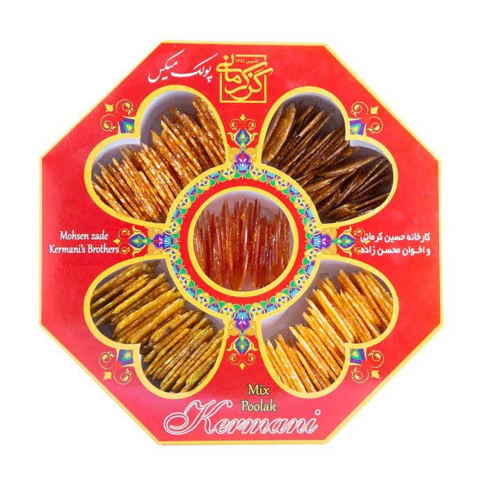 پولکی مخلوط میکس گز کرمانی وزن خالص 450 گرم