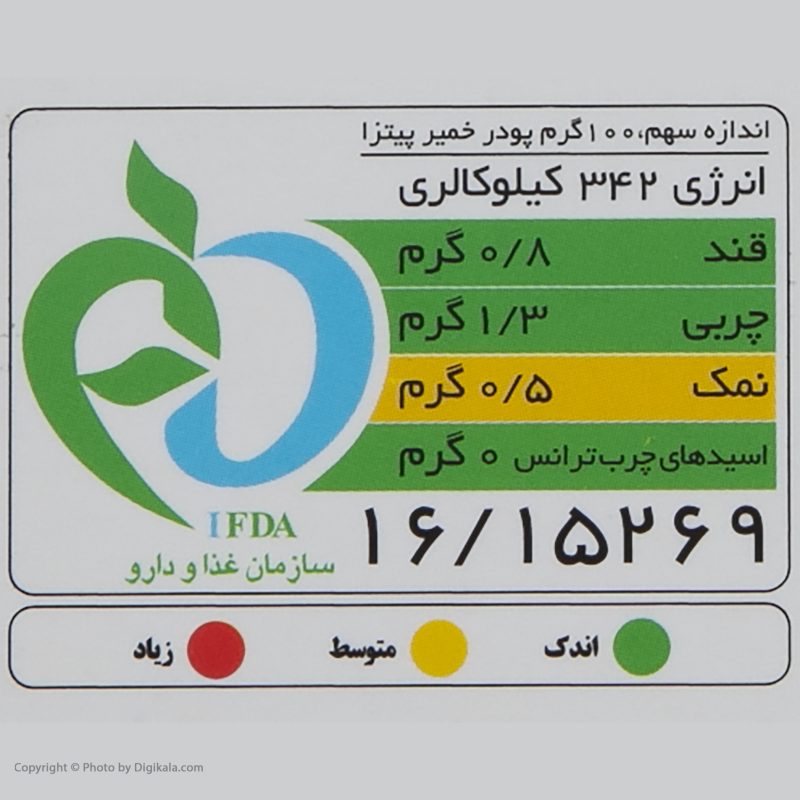 ارزش غذایی پودر خمیر پیتزا هانی کو