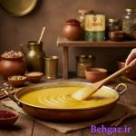 تهیه حلوای زعفرانی با روغن جامد اصیل