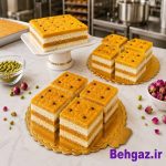 سرو کیک حلوای برشی روی زیر کیکی مقوایی گرد سایز ۲۷
