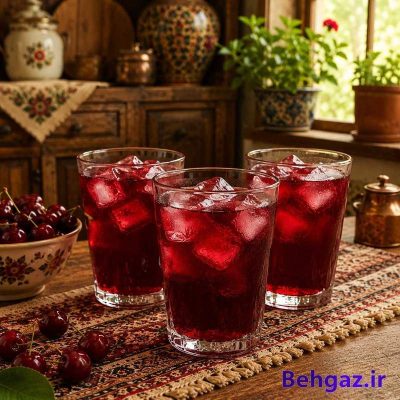 شربت خنک رنگ خوراکی اسانس ایران IEC مدل مایع قرمز آلبالویی