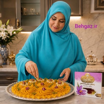 تهیه حلوا با زعفران عباس زاده اصل نیم گرمی