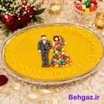 تزئین حلوای پاتختی با ترافل تزئینی سنگی ریز رنگی