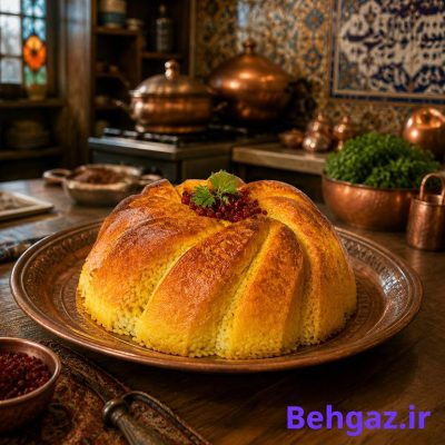 ته چین تهیه شده با قالب کیک کته ته چین آیریس ویولا