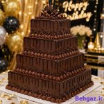 کیک شکلاتی مراسم جشن عروسی قالب کیک موج مدل مربع لبه بلند سایز 15 و 20 و 25 و 30 مجموعه 4 عددی