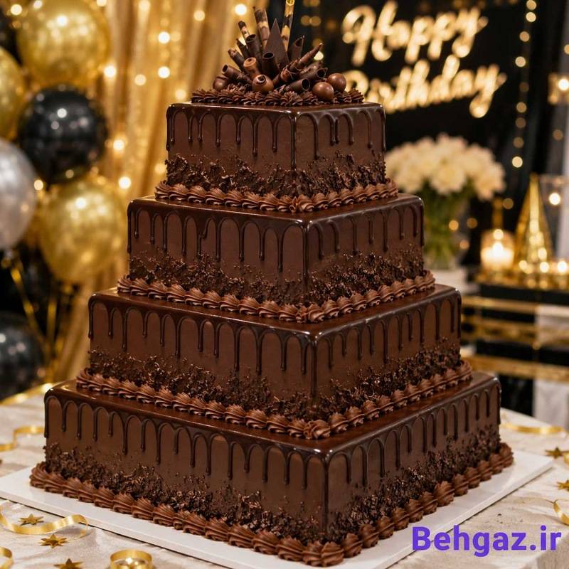 کیک شکلاتی مراسم جشن عروسی قالب کیک موج مدل مربع لبه بلند سایز 15 و 20 و 25 و 30 مجموعه 4 عددی
