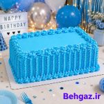 کیک تولد اماده شده با رنگ خوراکی اسانس ایران IEC مدل مایع آبی آسمانی