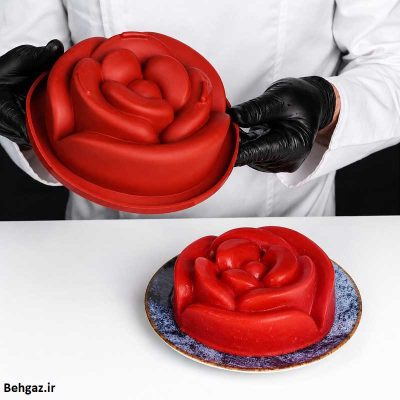 کاربرد قالب سیلیکونی دسر حلوا کیک و ژله مدل گل رز گالیگا سایز 12
