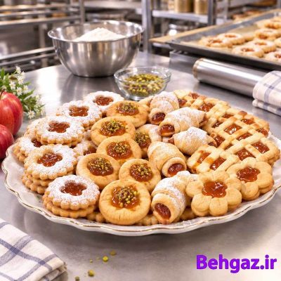 شیرینی مربایی عید نوروز قنادی با مغزی مربا سیب دانشمند